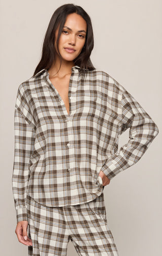 Z Supply River Plaid Button Up - Cocoa Bean