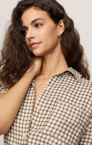 Z Supply River Plaid Button Up - Dark Chocolate