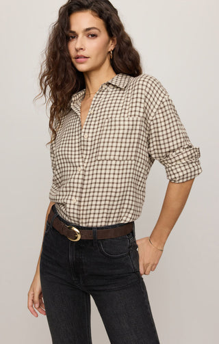 Z Supply River Plaid Button Up - Dark Chocolate