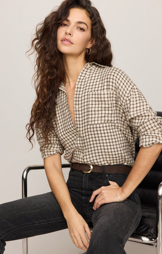 Z Supply River Plaid Button Up - Dark Chocolate