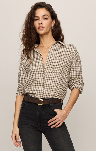 Z Supply River Plaid Button Up - Dark Chocolate