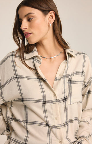 Z Supply River Plaid Button Up - Sea Salt