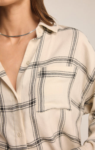 Z Supply River Plaid Button Up - Sea Salt