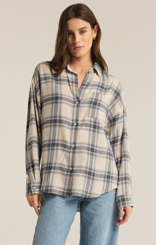 Z Supply River Plaid Button Up - Thunder Cloud