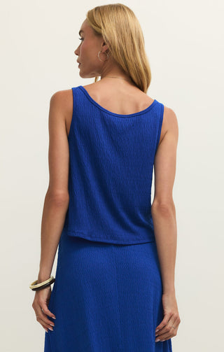 Z Supply Joanna Textured Knit Cropped Tank - Nautical Cobalt Blue