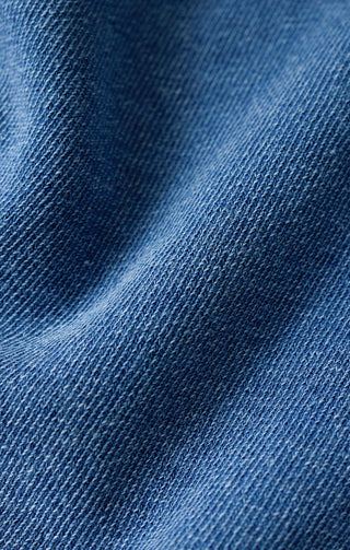 Z Supply Curran Knit Denim Cropped Sweatshirt - Calypso Blue Indigo