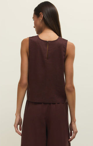 Z Supply Sloane Linen Cropped Tank - Chocolate Cherry