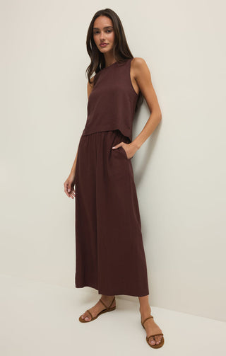 Z Supply Sloane Linen Cropped Tank - Chocolate Cherry