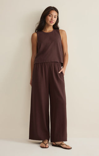Z Supply Sloane Linen Cropped Tank - Chocolate Cherry