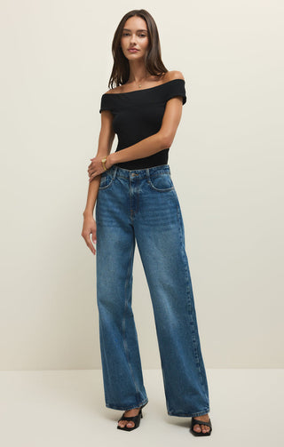 Z Supply Second Skin Off Shoulder Top - Black