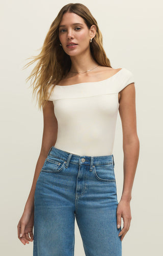 Z Supply Second Skin Off Shoulder Top - Cloud