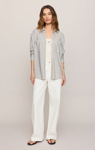 Z Supply Reese Button Up Stripe Top - Eclipse