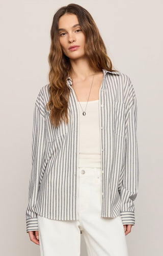 Z Supply Reese Button Up Stripe Top - Eclipse