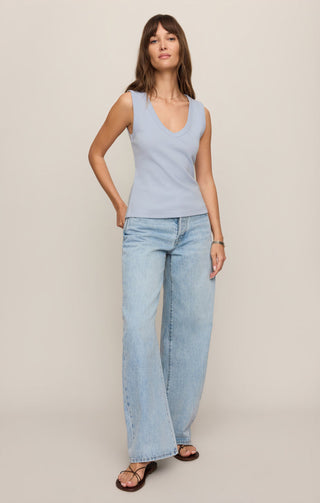 Z Supply Ellie Rib V-Neck Tank - Skyline