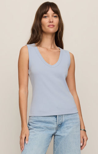 Z Supply Ellie Rib V-Neck Tank - Skyline