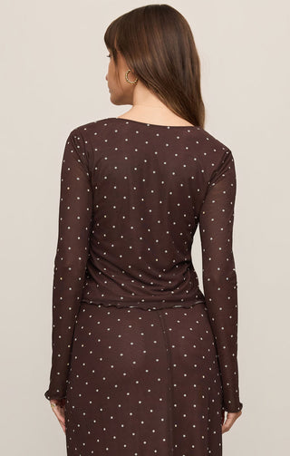 Z Supply Amara Polka Dot Mesh Top - Dark Chocolate