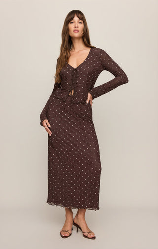 Z Supply Amara Polka Dot Mesh Top - Dark Chocolate