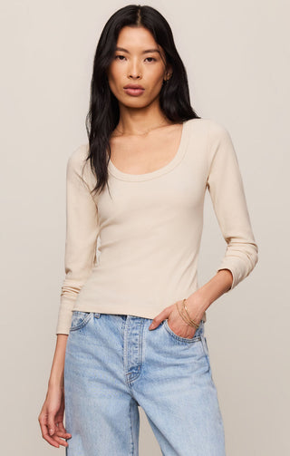 Z Supply Greyson Scoop Long Sleeve Tee - Chalk