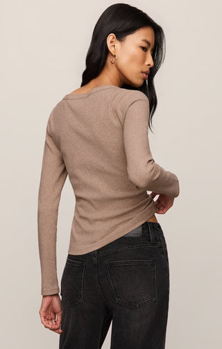 Z Supply Greyson Scoop Long Sleeve Tee - Heather Ash