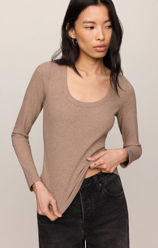 Z Supply Greyson Scoop Long Sleeve Tee - Heather Ash