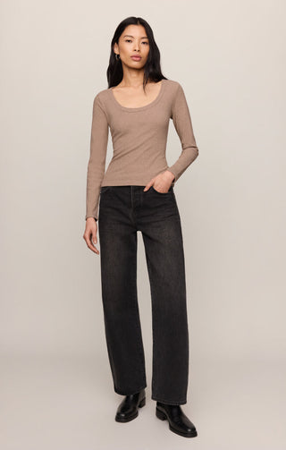 Z Supply Greyson Scoop Long Sleeve Tee - Heather Ash