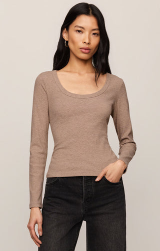 Z Supply Greyson Scoop Long Sleeve Tee - Heather Ash