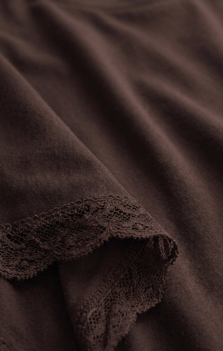 Z Supply Marika Lace Trim Muscle Tee - Dark Chocolate