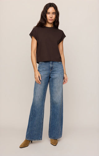 Z Supply Marika Lace Trim Muscle Tee - Dark Chocolate