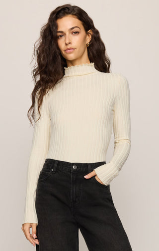 Z Supply Hattie Silky Rib Mock Neck Top - Antique White