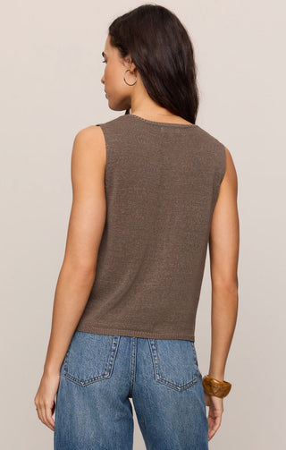 Z Supplt Syd Linen Knit Tank Vest - Pebble Coast