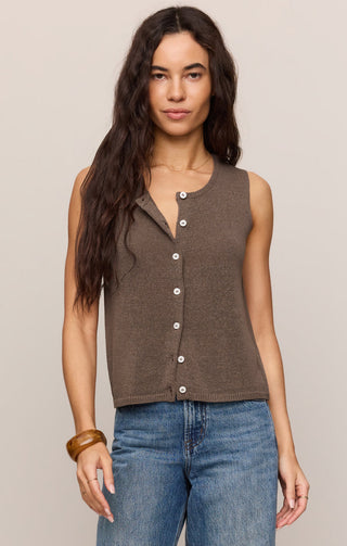 Z Supplt Syd Linen Knit Tank Vest - Pebble Coast