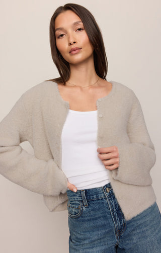 Z Supply Winterglow Fluffy Cardigan - Frosted Pearl