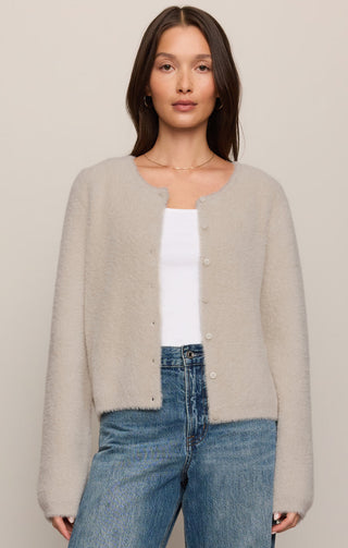 Z Supply Winterglow Fluffy Cardigan - Frosted Pearl