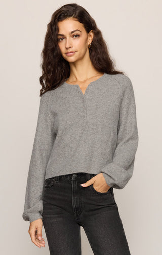 Z Supply Westmont Henley Sweater - Classic Heather Grey