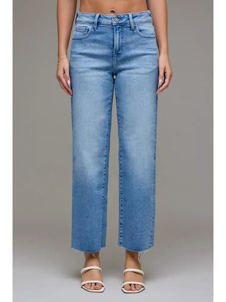 Hidden Jeans Ella Medium Wash Mid Rise Stretch Cropped Classic Straight Jean