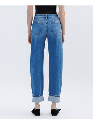 Vervet High Rise Cuffed Barrel Leg Denim
