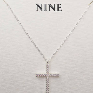 Silver CZ Cross Pendant Necklace