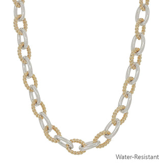 Water Resistant Gold and Silver Chunky Oval 16"-18" Chain Necklace