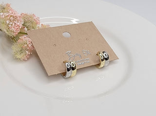 Mini Two Toned Huggie Hoop Earrings