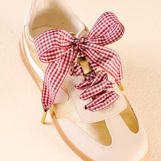 Step It Up Shoelaces - Gingham Burgundy