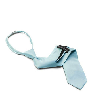 Sky Blue Poly Solid Zipper Tie