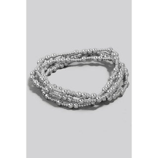 Silver Mixed Beaded Bracelet Stack