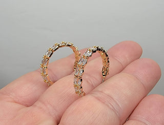 Gold/CZ Double Layer Hoop Earrings