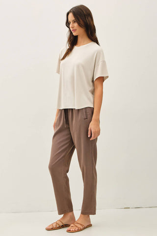 Natural Ribbed Boxy Tee