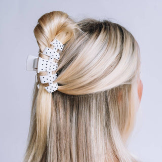 Teleties Classic White Polka Dot Party Medium Claw Clip