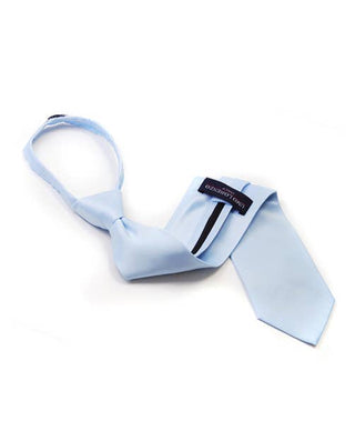 Light Blue Poly Solid Zipper Tie