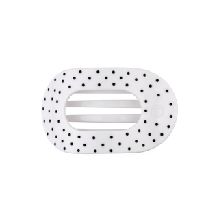 Teleties White Polka Dot Party Medium Flat Round Hair Clip