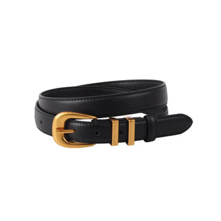 Black Leather Belt w/ Classic Gold Buckle