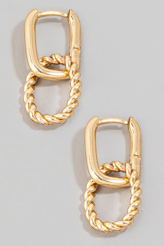 Gold Rectangle Hinge Hoop Earrings