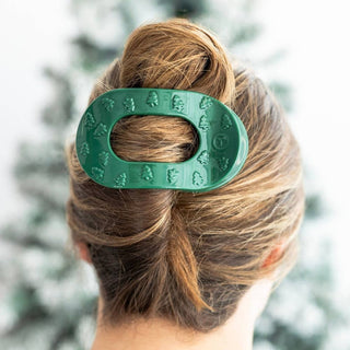 Teleties O Christmas Tree Large Flat Round Hair Clip